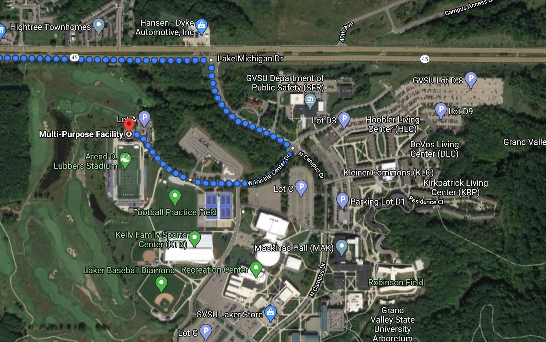 emergency access route to the Odie Weight Room